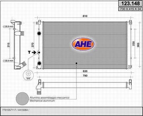 AHE 123.148 - Radiatore, Raffreddamento motore autozon.pro