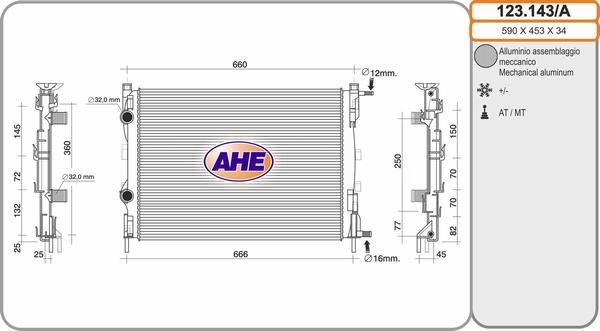 AHE 123.143/A - Radiatore, Raffreddamento motore autozon.pro