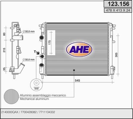 AHE 123.156 - Radiatore, Raffreddamento motore autozon.pro