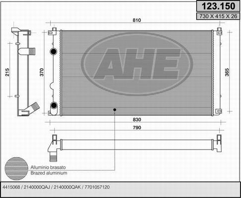 AHE 123.150 - Radiatore, Raffreddamento motore autozon.pro