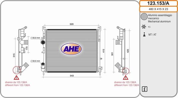 AHE 123.153/A - Radiatore, Raffreddamento motore autozon.pro