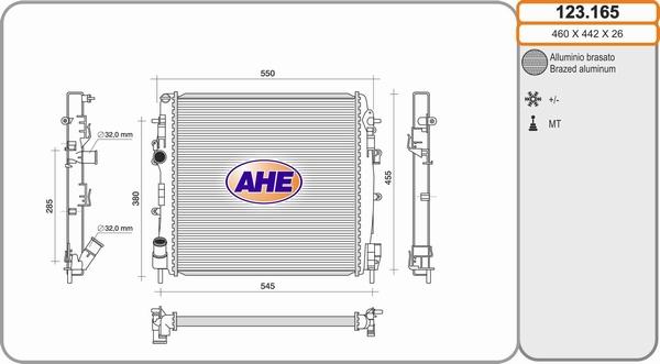 AHE 123.165 - Radiatore, Raffreddamento motore autozon.pro