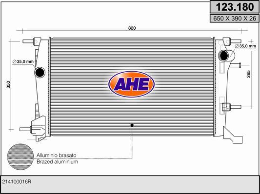 AHE 123.180 - Radiatore, Raffreddamento motore autozon.pro