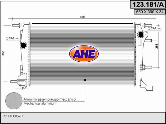 AHE 123.181/A - Radiatore, Raffreddamento motore autozon.pro