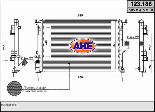 AHE 123.188 - Radiatore, Raffreddamento motore autozon.pro