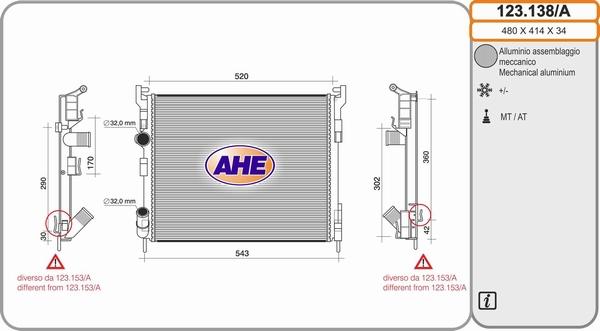 AHE 123.138/A - Radiatore, Raffreddamento motore autozon.pro