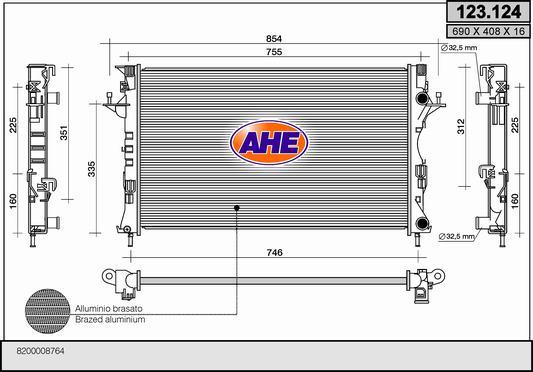 AHE 123.124 - Radiatore, Raffreddamento motore autozon.pro