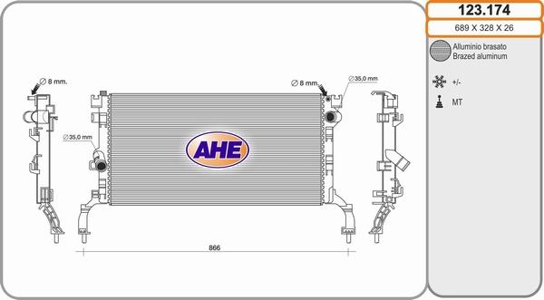 AHE 123.174 - Radiatore, Raffreddamento motore autozon.pro