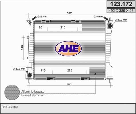 AHE 123.172 - Radiatore, Raffreddamento motore autozon.pro