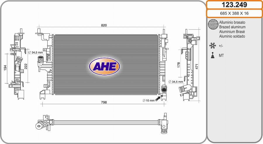 AHE 123.249 - Radiatore, Raffreddamento motore autozon.pro