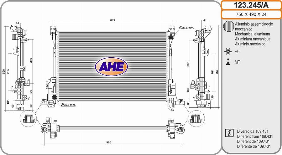 AHE 123.245/A - Radiatore, Raffreddamento motore autozon.pro