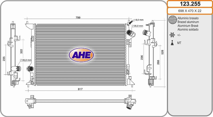 AHE 123.255 - Radiatore, Raffreddamento motore autozon.pro