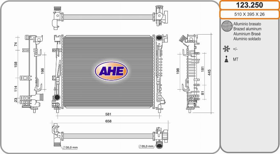 AHE 123.250 - Radiatore, Raffreddamento motore autozon.pro