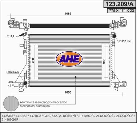 AHE 123.209/A - Radiatore, Raffreddamento motore autozon.pro