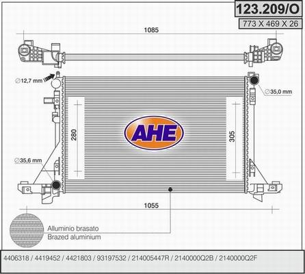 AHE 123.209/O - Radiatore, Raffreddamento motore autozon.pro