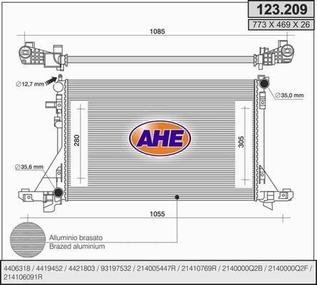 AHE 123.209 - Radiatore, Raffreddamento motore autozon.pro