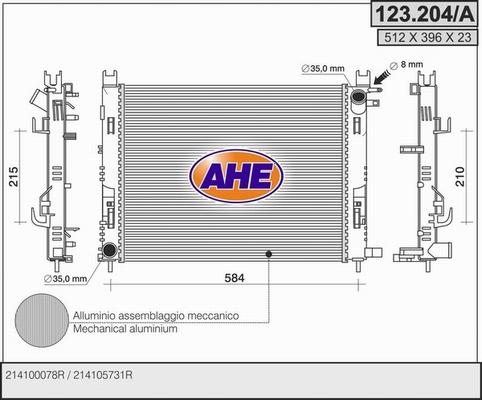 AHE 123.204/A - Radiatore, Raffreddamento motore autozon.pro