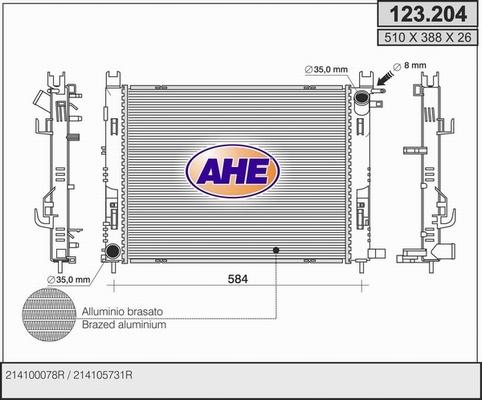 AHE 123.204 - Radiatore, Raffreddamento motore autozon.pro