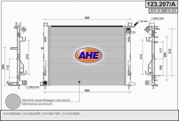 AHE 123.207/A - Radiatore, Raffreddamento motore autozon.pro