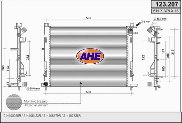 AHE 123.207 - Radiatore, Raffreddamento motore autozon.pro