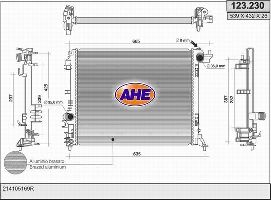 AHE 123.230 - Radiatore, Raffreddamento motore autozon.pro