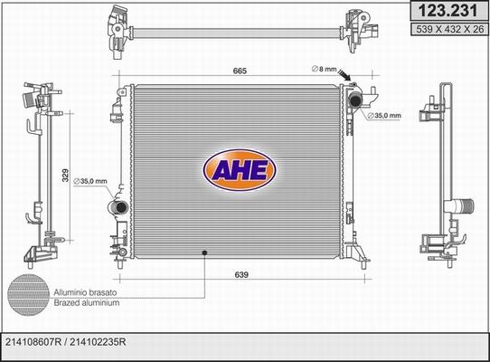 AHE 123.231 - Radiatore, Raffreddamento motore autozon.pro