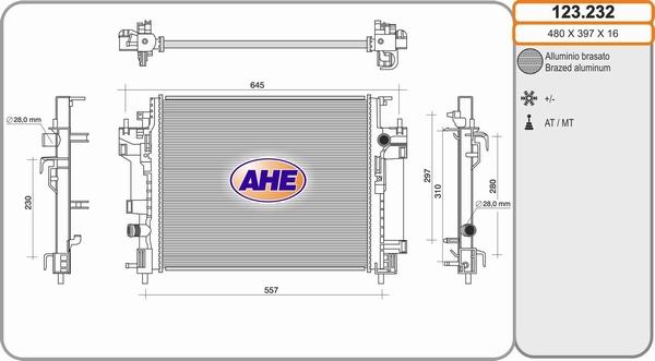 AHE 123.232 - Radiatore, Raffreddamento motore autozon.pro