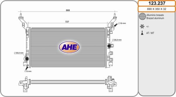 AHE 123.237 - Radiatore, Raffreddamento motore autozon.pro