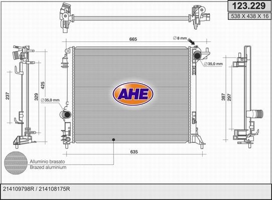 AHE 123.229 - Radiatore, Raffreddamento motore autozon.pro