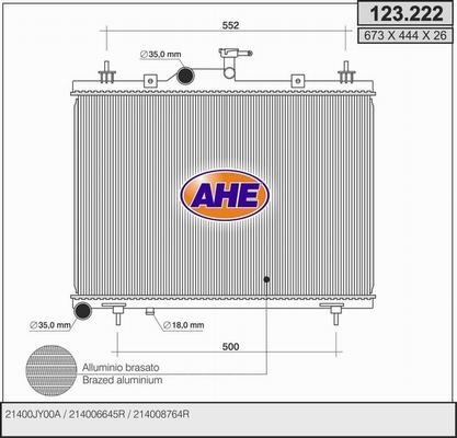 AHE 123.222 - Radiatore, Raffreddamento motore autozon.pro