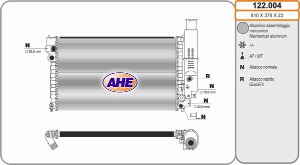 AHE 122.004 - Radiatore, Raffreddamento motore autozon.pro