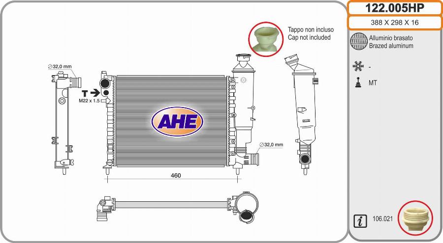 AHE 122.005HP - Radiatore, Raffreddamento motore autozon.pro