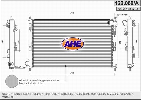 AHE 122.089/A - Radiatore, Raffreddamento motore autozon.pro