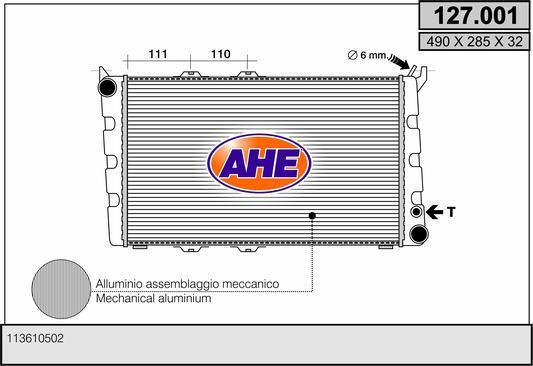 AHE 127.001 - Radiatore, Raffreddamento motore autozon.pro