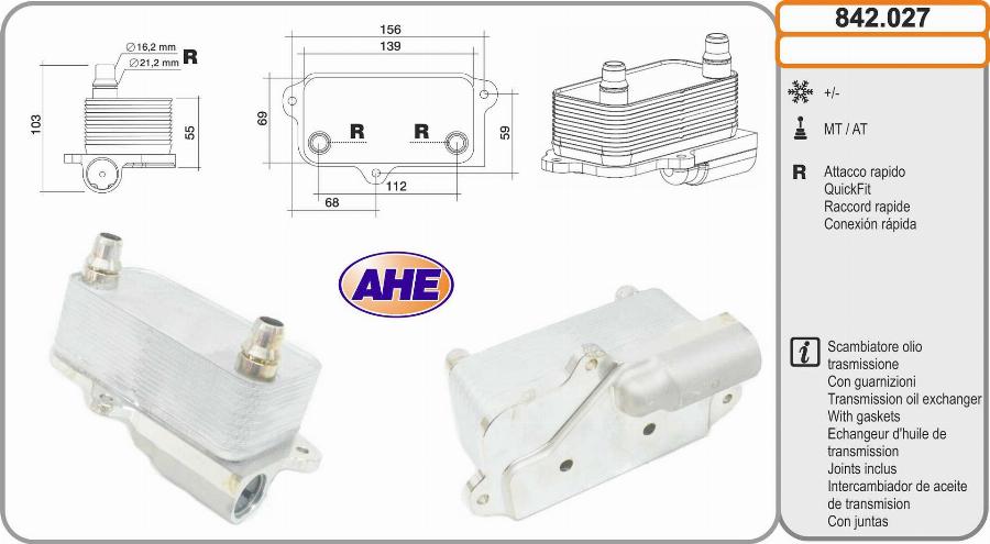 AHE 842.027 - Radiatore olio, Olio motore autozon.pro