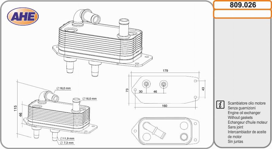 AHE 809.026 - Radiatore olio, Olio motore autozon.pro