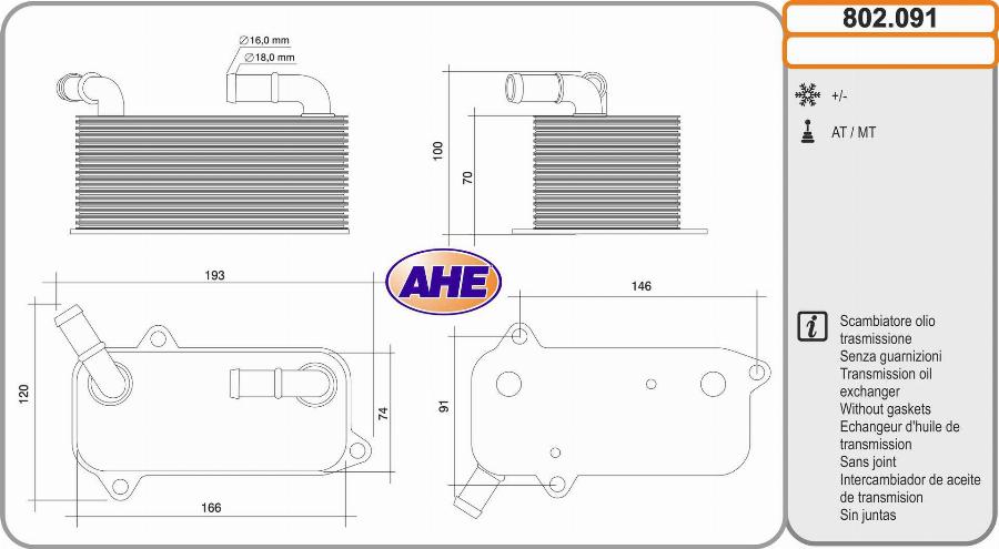 AHE 802.091 - Radiatore olio, Olio motore autozon.pro