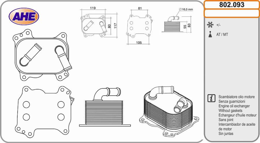 AHE 802.093 - Radiatore olio, Olio motore autozon.pro