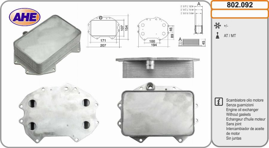 AHE 802.092 - Radiatore olio, Olio motore autozon.pro