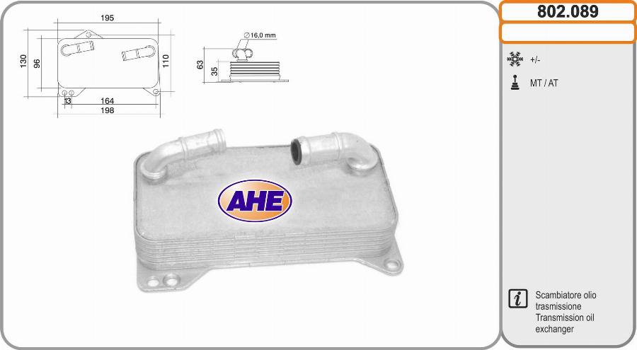 AHE 802.089 - Radiatore olio, Olio motore autozon.pro