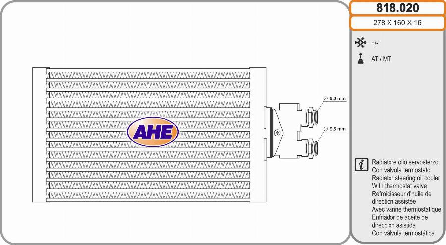 AHE 818.020 - Radiatore olio, Olio motore autozon.pro