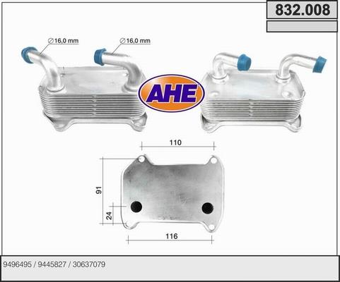 AHE 832.008 - Radiatore olio, Olio motore autozon.pro