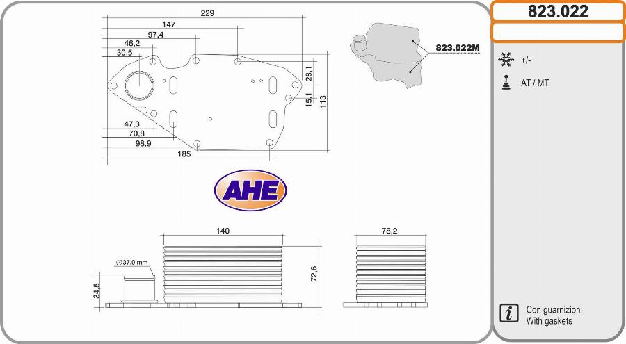 AHE 823.022 - Radiatore olio, Olio motore autozon.pro