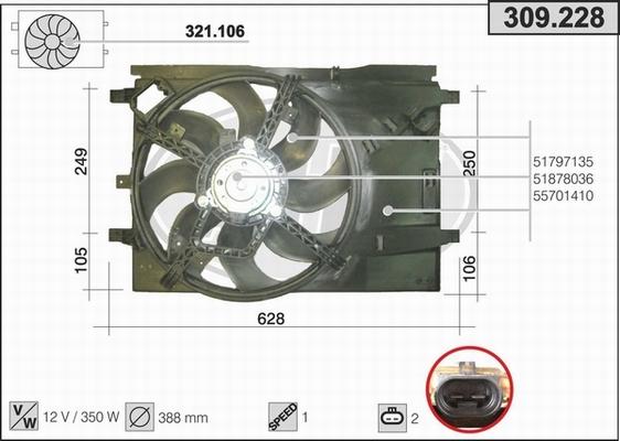 AHE 309.228 - Ventola, Raffreddamento motore autozon.pro