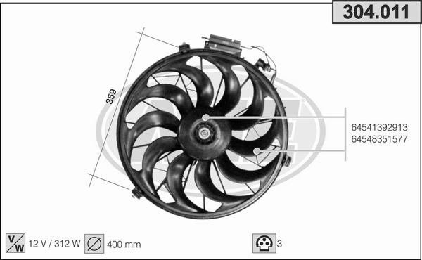 AHE 304.011 - Ventola, Raffreddamento motore autozon.pro