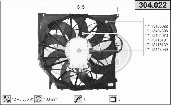 AHE 304.022 - Ventola, Raffreddamento motore autozon.pro