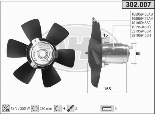 AHE 302.007 - Ventola, Raffreddamento motore autozon.pro