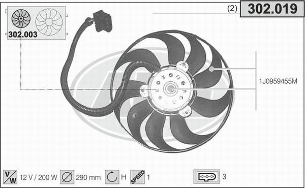 AHE 302.019 - Ventola, Raffreddamento motore autozon.pro