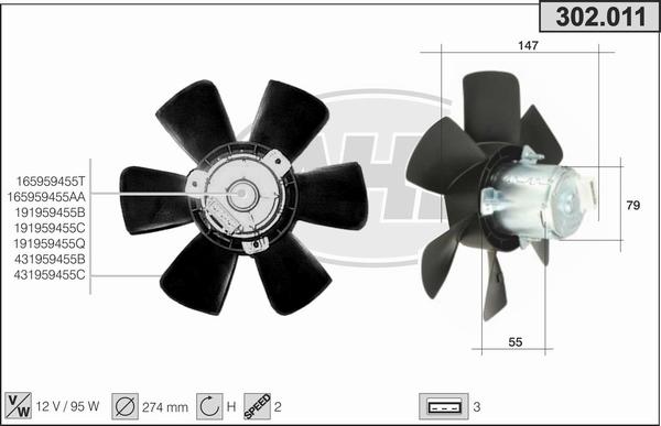 AHE 302.011 - Ventola, Raffreddamento motore autozon.pro