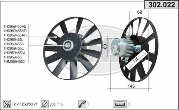 AHE 302.022 - Ventola, Raffreddamento motore autozon.pro